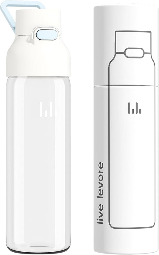 750ml Leak Proof Water Bottle with Flip Top Lid, BPA-Free USA Tritan Drink Bottle, Dishwasher Safe for Office, Outdoor & Daily Use (White B, 1 Pack)