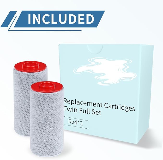 Replacement Filter Set for Weddell Duo - High-efficiency Shower Water Filtration System that Removes Chlorine/PFAS/Contaminants for Better Skin and Hair Health (Red*2)