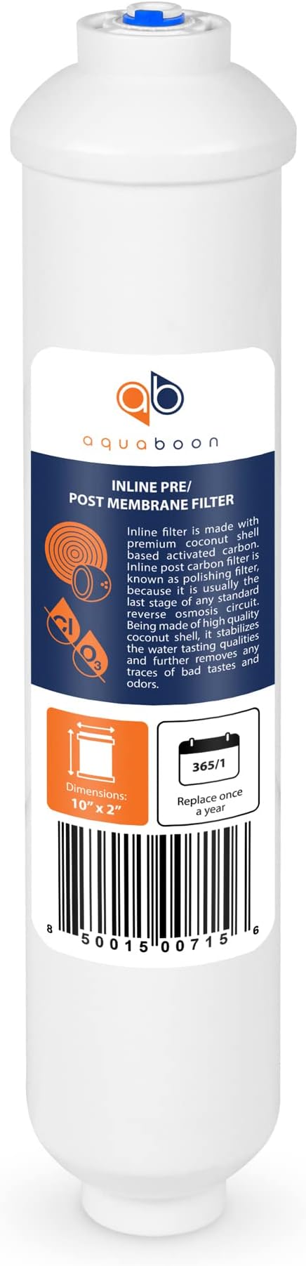 Aquaboon T33 Inline Post Activated Carbon Water Filter for Refrigerator, Ice Maker w/Quick Connect for 1/4 Water Line Compatible with ICF-10, 4-Pack