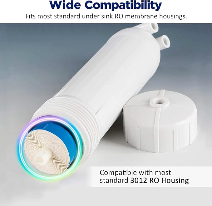 Membrane Solutions 400 GPD RO Membrane, Reverse Osmosis Membrane, RO Membrane Replacement, Reverse Osmosis Filter Replacement for Under Sink Home Drinking RO Water Purifier System (2 PACK)