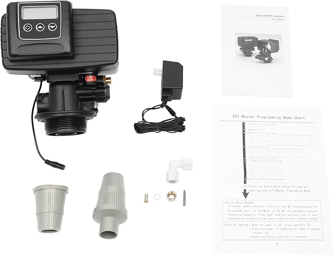 Water Softener Control Head,110V 3W Timer Water Softener Control Valve Backwash Head, 5600xstst Digital Control Valve Water Softener Head Replacement For Filter Resin Tanks, Black