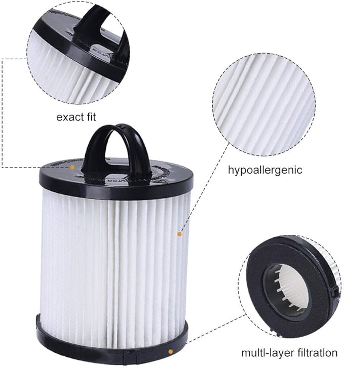 SaferCCTV Replacement EF6 HEPA Filter and Washable Reusable Cup Filter Vacuum Filter DCF21 Replace#67821, 68931, 68931A, EF91 Compatible with Eureka Airspeed AS1000 Series Upright Vacuum Cleaners (2