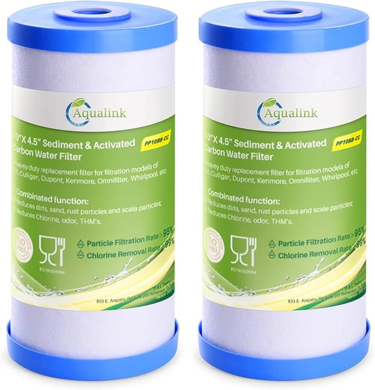 PP10BB-CC 5 Micron 10" x 4.5" Whole House Sediment Activated Carbon Water Filter Replacement for GE FXHTC, GXWH40L, GXWH35F, GNWH38S, RFC-BBSA, W50PEHD, DuPont WFHD13001