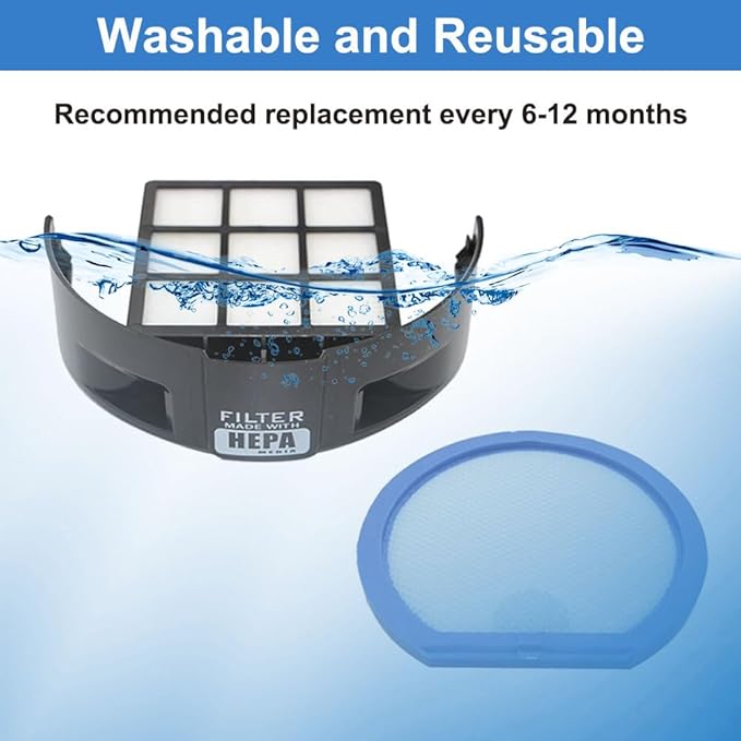 4 Pack Vacuum Filter Set Compatible with Hoover T-Series WindTunnel Bagless Upright Vacuum, Replaces Parts #303173001 & #303172002, 2 Washable Filters+ 2 HEPA Cartridge Filters+ 1 Cleaning Brush