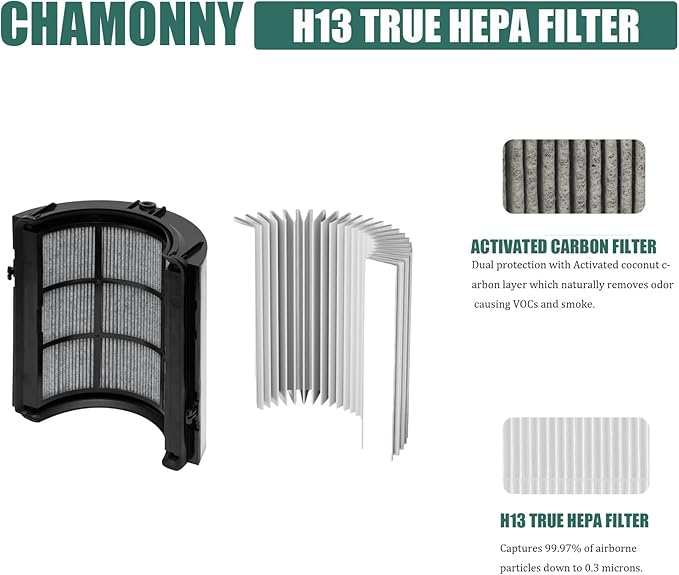 360° Combi Glass True HEPA + Carbon TP07 Filter Replacement, Compatible with Dyson TP07 TP10 TP06 HP06 TP04 HP04 PH02 PH01 PH03 PH04 HP09 TP09 HP07 HP10 Air Purifier, Part No. 970341-01