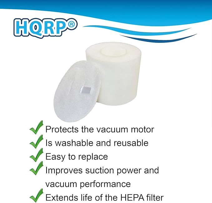 HQRP 2-pack Filter Kit compatible with Shark APEX AX950 AX951 AX952 AZ1000 AZ1000W AZ1002 AZ1002BRN AZ1501 ZU881 DuoClean Powered Lift-Away Vacuum, XFF650 Replacement