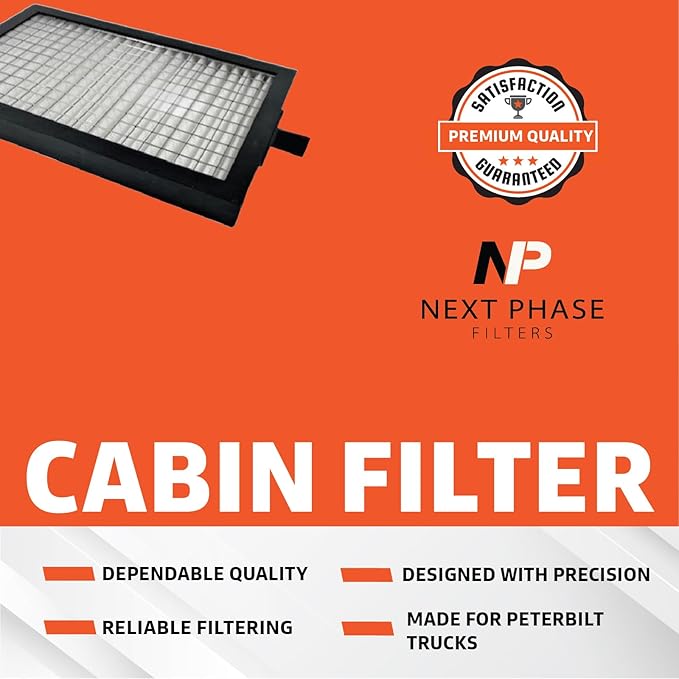 Cabin Filter - Pack of 1 - Compatible with 1992-2000 Peterbilt Trucks 379- Cabin Air Filter Replacement – Replaces O.E. 5X000180, Baldwin PA5321, Donaldson P614224, Luberfiner CAF24006, Wix 24116