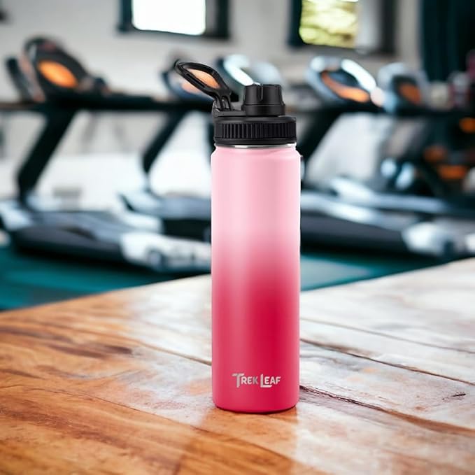 Travel Water Bottle with 3 Lids (Spout, Straw, Flip) Leak Proof, Quality, Vacuum Insulated, Stainless Steel (Blush, 22 oz)