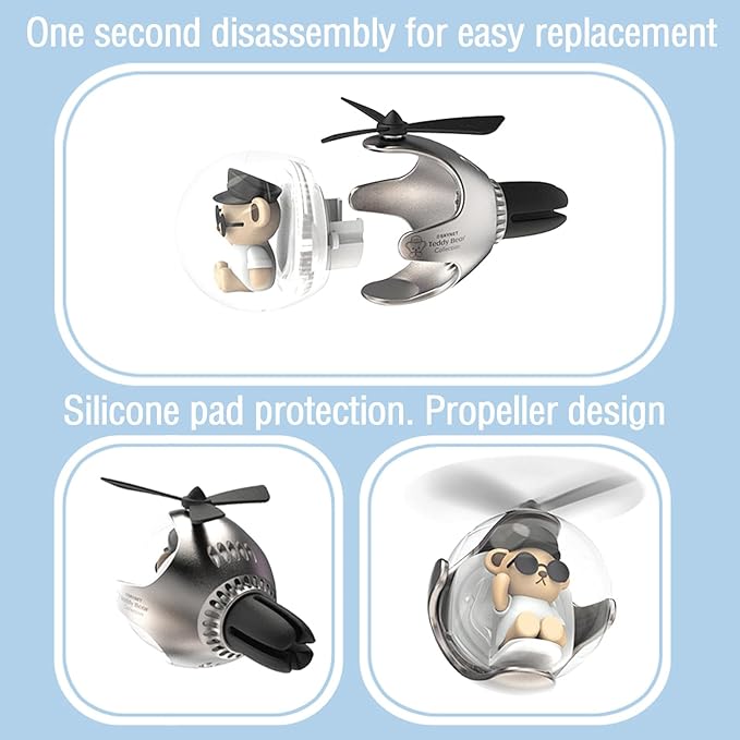 2 Pcs Pilot Car Air Freshener, Cute Duck Car Vent Clip Air Freshener Automotive Air Outlet Fan Diffuser, Automotive Interiors Vent Decoration (Silver+Red)