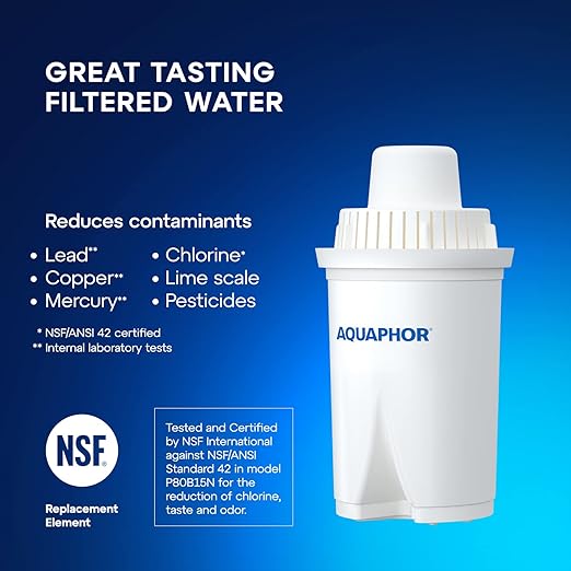 AQUAPHOR Water Filter Pitcher Ideal 7 Cup with 3 x B15 Filters - Dark Blue