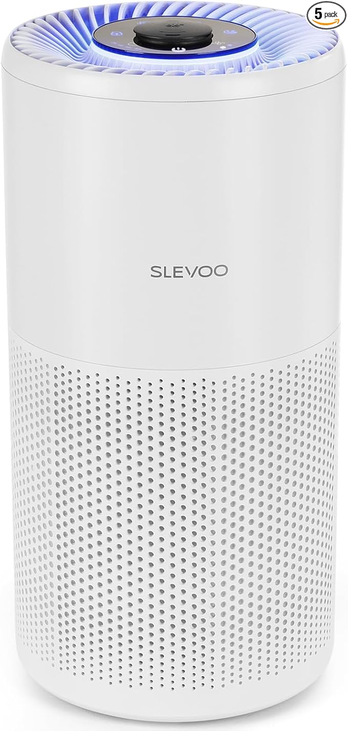 SLEVOO Air Purifier for Home Bedroom up to 1015 ft², Allergies Pet Hair, 3-in-1 Filter with hepa Air Purifier, Ultra Quiet 24 DB Sleep Mode,Aromatherapy,clean for Allergies,Pollutants,Smoke （White）
