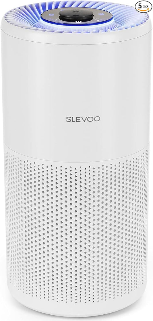 SLEVOO Air Purifier for Home Bedroom up to 1015 ft², Allergies Pet Hair, 3-in-1 Filter with hepa Air Purifier, Ultra Quiet 24 DB Sleep Mode,Aromatherapy,clean for Allergies,Pollutants,Smoke （White）