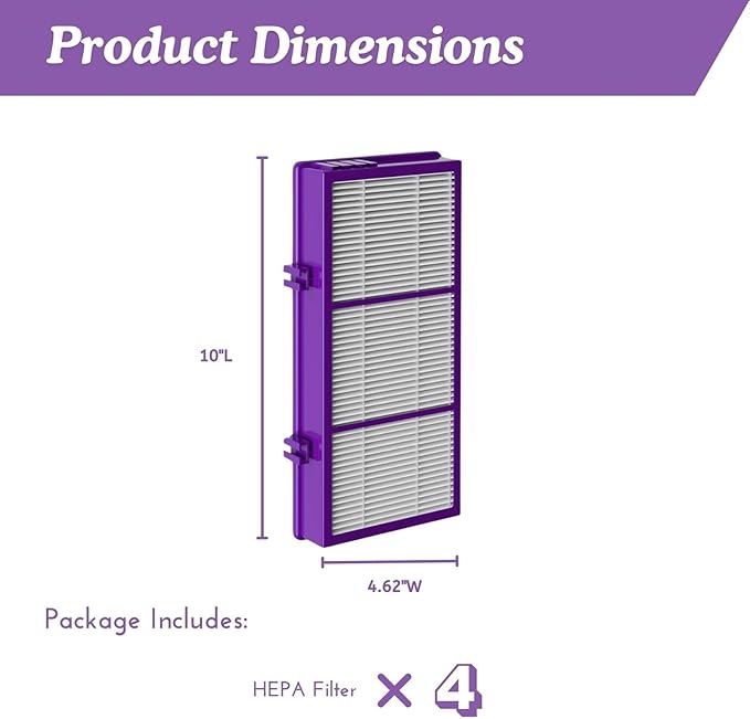 Nispira HAPF300AP AER1 Performance Plus Filter for Holmes HAPF30AT Air Purifier HAP242-NUC HAPF300AP-U4 True HEPA. 4 Packs