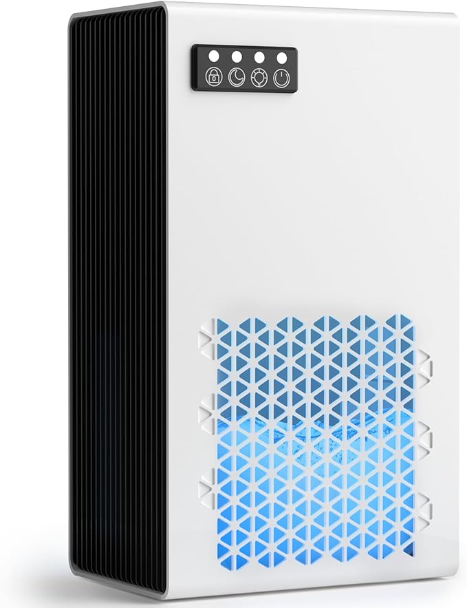 Dehumidifiers for Home, 99oz Water Tank Dehumidifier for Bedroom Basement Bathroom RV with Auto Shut Off, Drain Hose, Sleep Mode, (White)