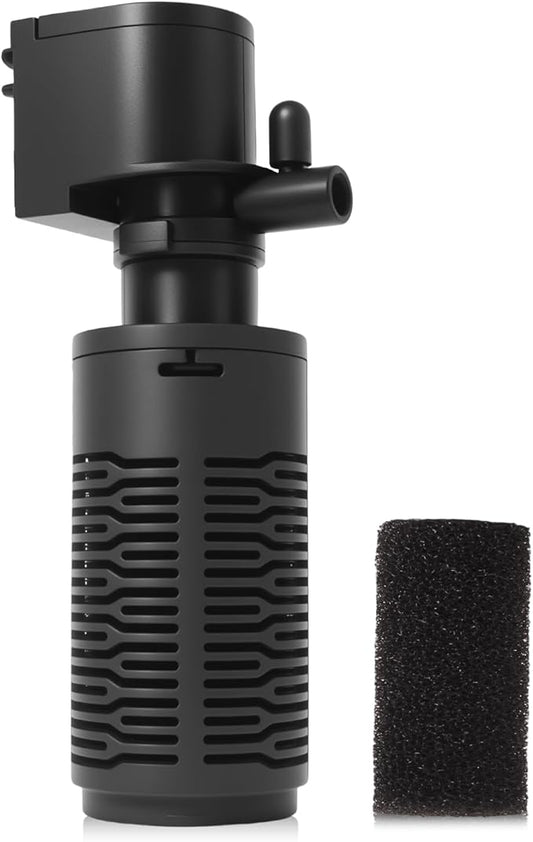 Aquarium Filter for 5-10 Gallon Tank – Ultra Quiet Submersible Filter Pump, 4W Energy Efficient, Adjustable Flow, Easy to Install, for Freshwater Fish and Small Aquariums