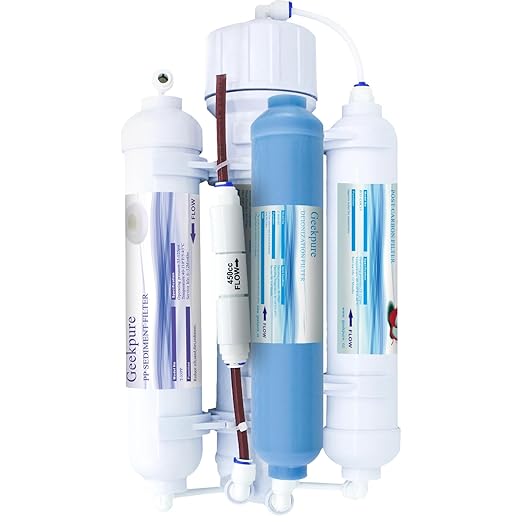 Geekpure 4 Stage Portable Aquarium Reverse Osmosis RO Drinking Water Filtration System 100 GPD - with DI Filter TDS Close to 0 ppm