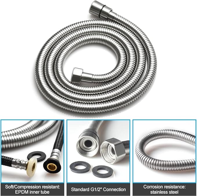 Brushed Nickel Dual Modes Brass Shower Wand High Pressure 7 Inch Brushed Finish Shower Head Sprayer Hand 2 In 1 Function Handheld Shower Head Set with 59 Inch Hose, Bracket