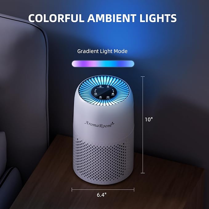 AromaRoom Air Purifiers for Bedroom with True HEPA13 Filters 3-in-1, Pet Air Purifier with Aroma Pad for Wildfires Smoke Pollen Dander, 22dB Quiet Air Cleaners for Baby Room Office Dorm