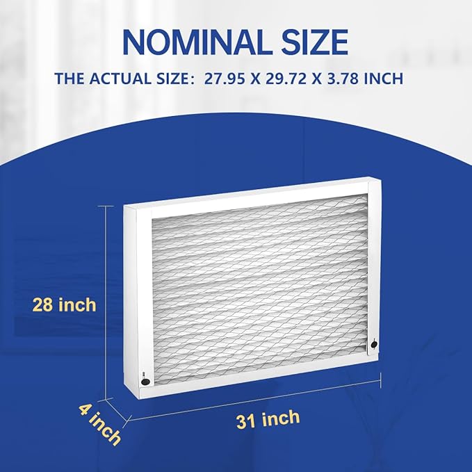 513 Replacement Filter AC Air 31x28x4 for Whole House AirPurifiers Model #510 1510 2516 Upgraded Rail Kit replacement Frame HVAC Furnace Air conditioner Healthy Air 13 2 Packs
