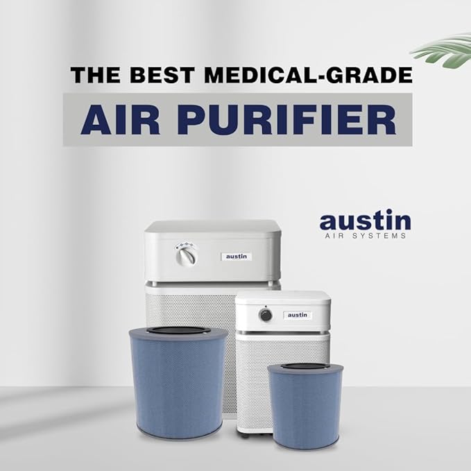 Austin Air HealthMate Plus Junior Air Purifier Sandstone - Advanced 4- Stage Filtration Air Purifiers For Home with Activated Carbon & Zeolite - Ideal as Air Purifiers for Bedroom, Model A250