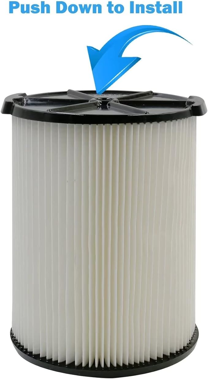 2 Pack VF4000 Filter for Ridgid 72947 Standard Wet Dry Vac 5-20 Gallon Vacuum Cleaners + 4 Pack VF3502 Filter Bags Compatible with Ridgid 12-16 Gallon Wet Dry Vacuums (6 Pack)