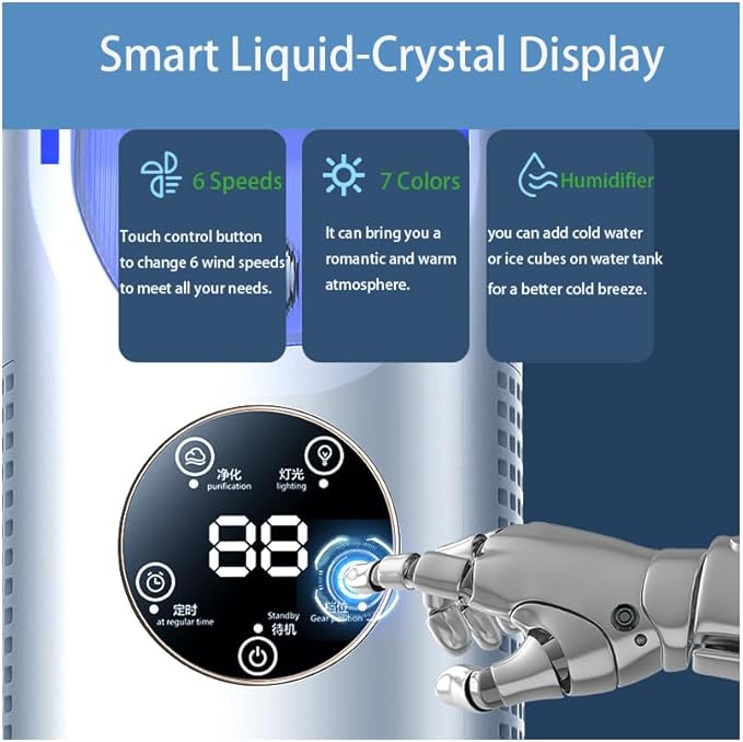 Desk Bladeless Fan with Humidifier, Small Personal Misting Fan for Sleep with 6 Speeds, Quiet Bedside Fans for Bedroom with Timer and LED Light, Table Fan for Home Office Desktop