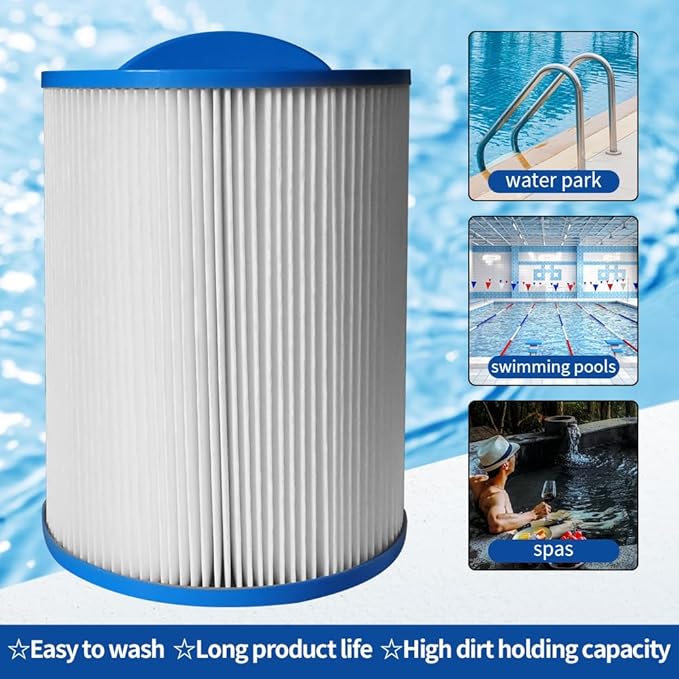 Replaces 6CH-940 Spa Filter,Unicel 6CH-940,Filbur 817-0050,FC-0359,PWW50P3(NOT PWW50P4),25252, 03FIL1400,(1 1/2" Coarse Thread),Waterway Front Access Skimmer,SAE Thread Filter 2-Pack
