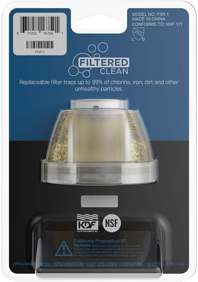 Speakman Anystream Replacement Shower Filter, Modern, Round, Polished, Removes 99% of Chlorine, Iron, Dirt, 6 Months, No Tools Required