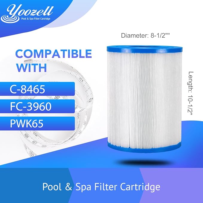 C-8465 Spa Filter Cartridge Replaces for Watkins 31114, PWK65，Filbur FC-3960, 71827, 71828, Darlly 80651 Hot Tub Filter, Watkins 65 Sq.Ft Hot Spring Spa Filter, 2 Pack