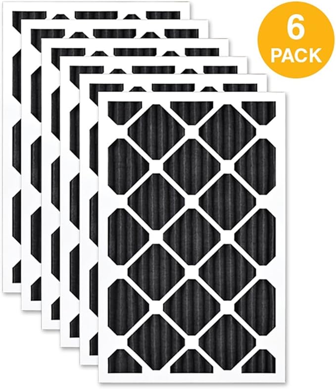 AIRx ODOR 16x25x1 MERV 8 Carbon Pleated Air Filter - Made in the USA - Box of 6