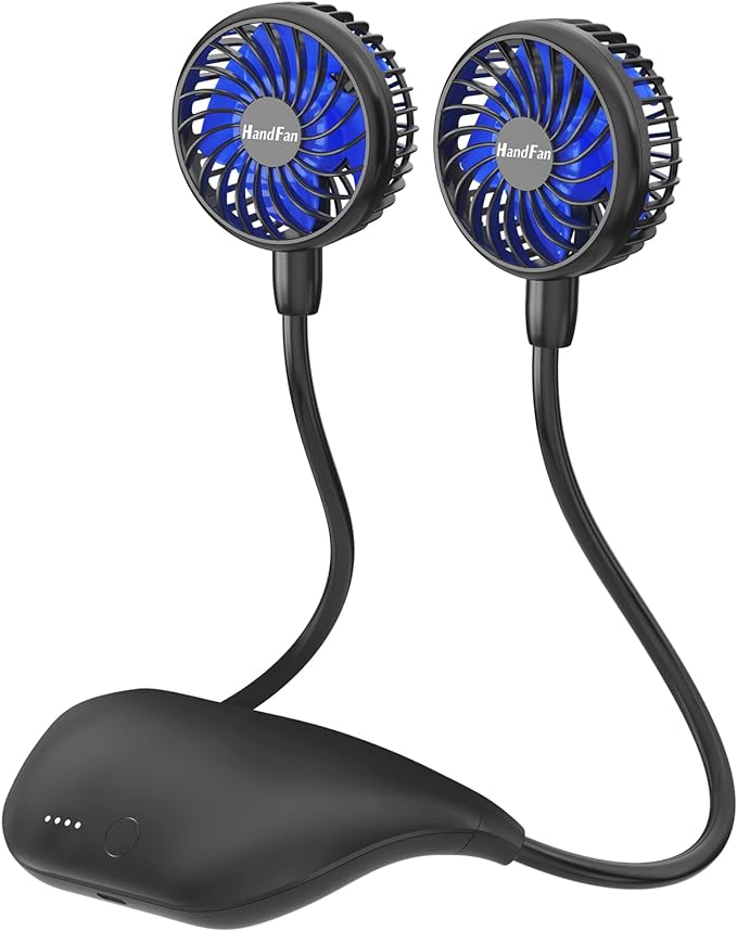 HandFan 10000mAh Neck Fan, 360° Rotation Hands Free Portable Fans for your Neck, 48h Lasting Rechargeable Battery Operated Wearable Necklace Personal Cool Fans for Travel/Disney/Sports/Cycling/Hiking
