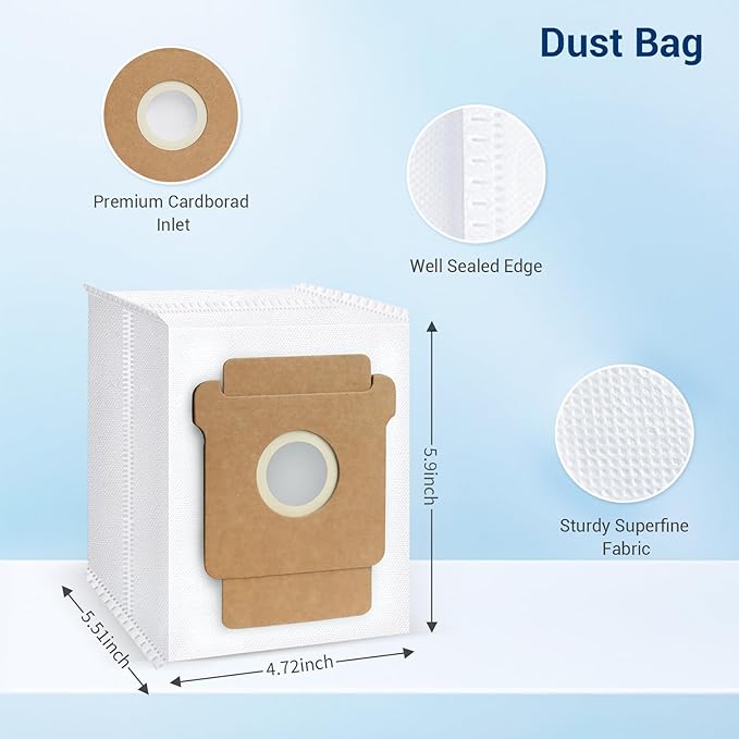 27 Pack Accessories Kit,Compatible with Roomba 104 / Q052 / 105 Vac / 105 Combo Robot Vacuum Cleaner Replacement Parts,2 Rubber Main Brush 6 Filters 6 Side Brushes 6 Vacuum Bags 6 Mop Pads