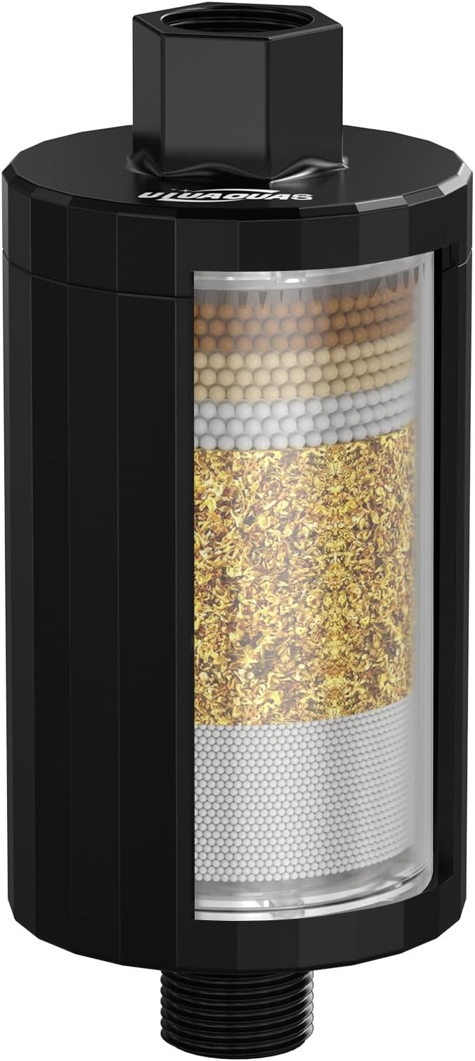 ALL METAL Shower Head Filter – KDF 55 Shower Filter Vitamin C E&A for Hard Water, High Pressure Universal Shower Water Filters to Remove Toxic Chemicals – Removes Chlorine and Heavy Metals,Black