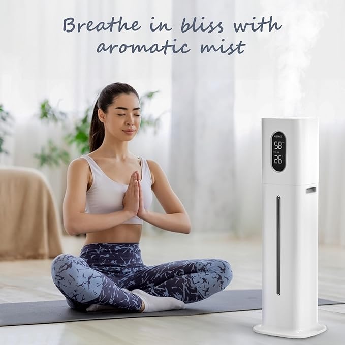 Humidifier Large Room, 2.1Gal/8L 3 Speed Quiet Humidifiers for Bedroom with Timer, Top Fill Ultrasonic Cool Mist Humidifier with Humidity Setting, Timer, Aroma Box for Home, Plant, Baby, Yoga