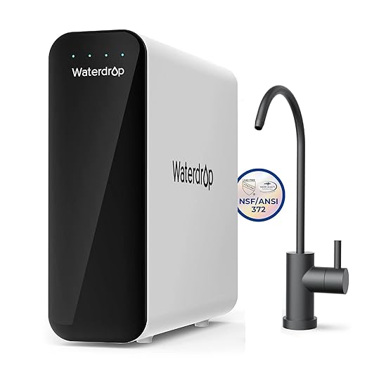 Waterdrop TSU 0.01μm Ultra-Filtration Under Sink Water Filter System, 3-Stage Tankless Undersink Water Filtration with Faucet, Smart Panel, Does not Lower TDS (𝙉𝙊𝙏 𝙍𝙊), Drilling Required