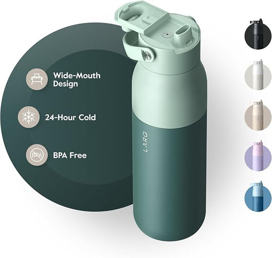 LARQ Bottle Swig Top 23oz - Insulated Stainless Steel Water Bottle With Built-In Silicone Handle | BPA Free | Reusable Water Bottle for Sports, Gym, and Travel, Eucalyptus Green