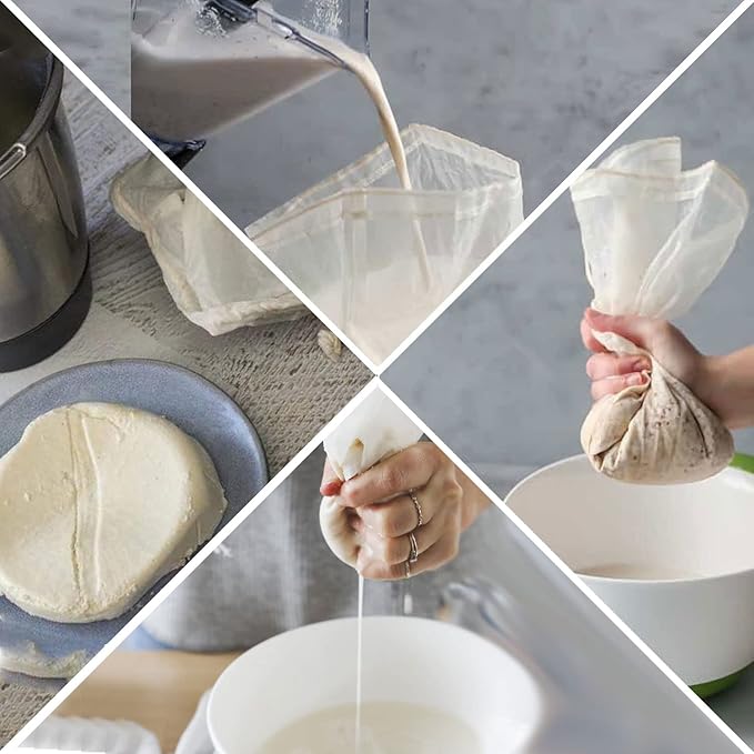 2 Pack 12.2×17.7inch nut bag strainer with Fruit Roll Sheets, 100 Micron Fine Mesh Nylon Cheese cloths Multi-use Food Grade Almond Nut Milk Bags,Nylon Food strainer bags & yogurt strainer