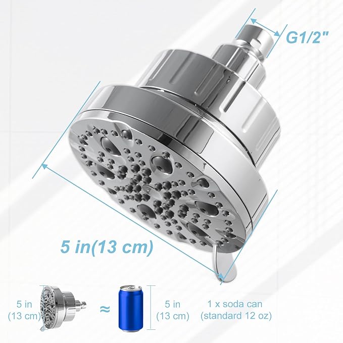 OFFO Filtered Shower Head, 20 Stage Shower Filter Head for Hard Water with Pause Mode, 9 Modes High Pressure Shower Head with Filter for Remove Chlorine and Harmful, Chrome