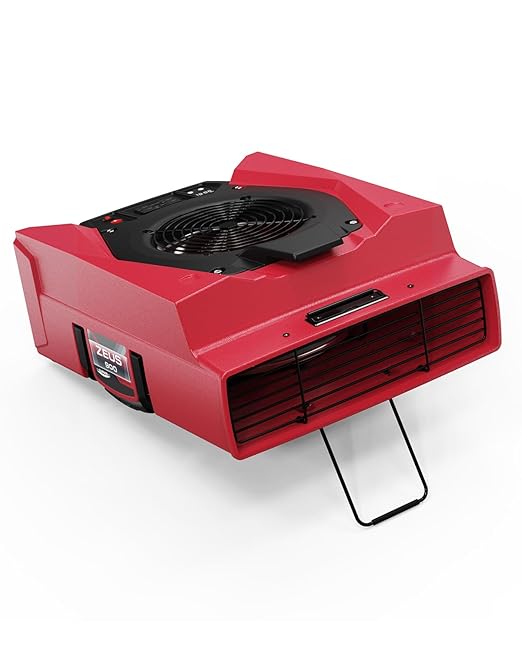 ALORAIR Zeus 900 Air Mover Commercial Blower for Carpets, Walls, Plumbing Use, Variable Speed Floor Blower Fan, 950 CFM with 1.8 Amps, Circuit Breaker Protection,on-Board Duplex GFCI, Red