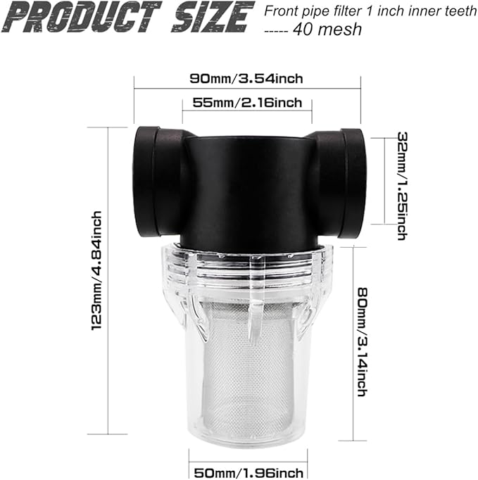 1 Inch Sediment Filter Pressure Washer Filter - 40 Mesh Stainless Steel Garden Hose Filter with Female Thread for Outdoor Gardening, RV Water System & Inlet Water Filtration