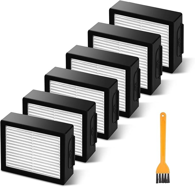 6 Pack Filter Replacements Compatible With i Robot Roomba E I & J Series E5 E6 i1 i1+ i3 i3+ i4 i4+ i5 i5+ i6 i6+ i7 i7+ i8 i8+ NOT for J9, High Efficiency Filter for iRobot Roomba Replacement Parts