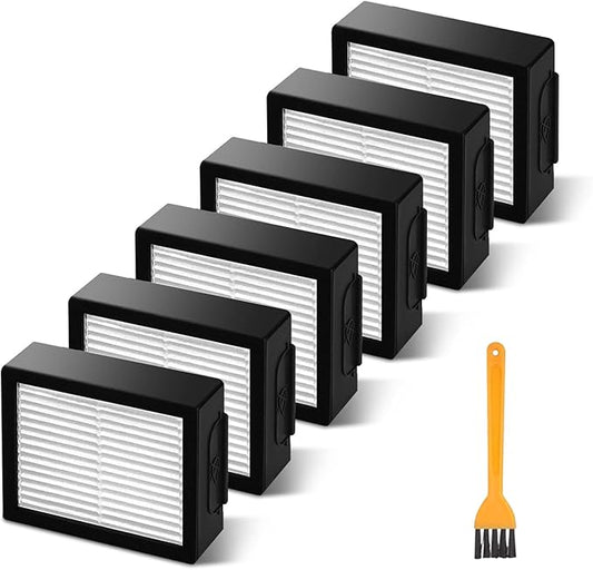 6 Pack Filter Replacements Compatible With i Robot Roomba E I & J Series E5 E6 i1 i1+ i3 i3+ i4 i4+ i5 i5+ i6 i6+ i7 i7+ i8 i8+ NOT for J9, High Efficiency Filter for iRobot Roomba Replacement Parts