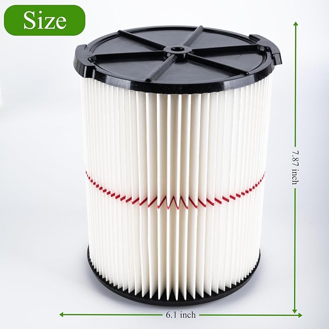 2 Pack CMXZVBE38754 Replacement Filter Fit for Craftsman Shop Vac Wet Dry 5 to 20 Gallon, 9-38754 Red Stripe General Purpose Wet Dry Vac Replacement Filter