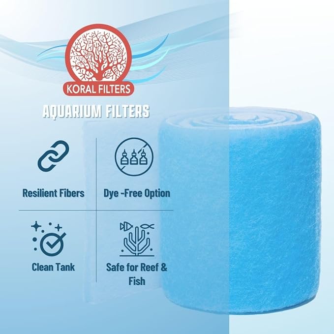 Premium Aquarium Filter Media Pad - Cut-to-Fit Roll, Fresh and Saltwater Safe, Blue & Dye-Free Options, Made in USA (12 ft, Blue)