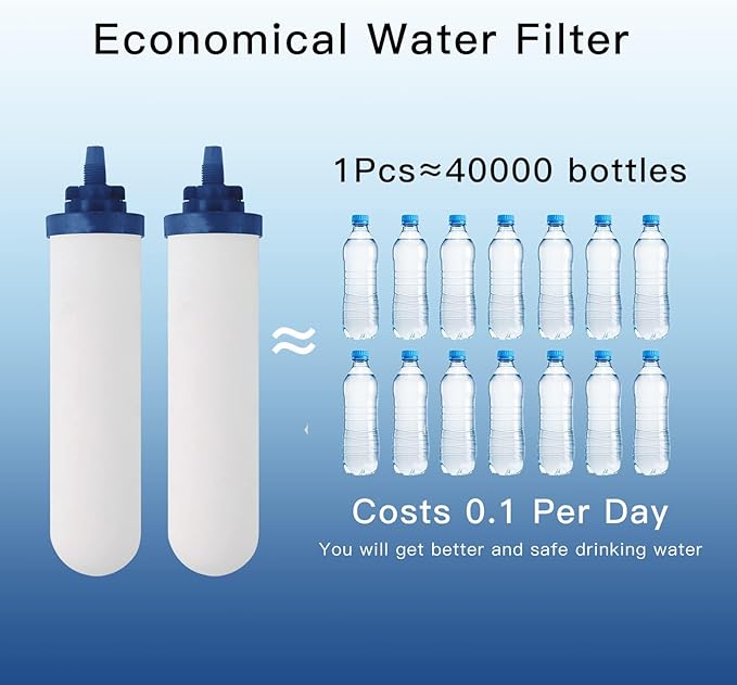 7" Ceramic Fluorine Filter, Replacement Filters for ProOne® G2.0 Filters, ProOne® Countertop Gravity Water Filter System and Berkey® Gravity Water Filter System(Pack of 2)