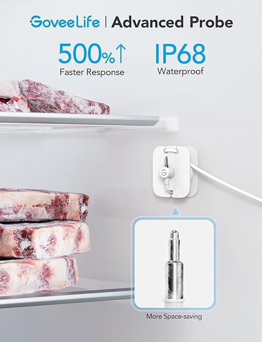 GoveeLife WiFi Refrigerator Thermometer with Alarm, Wireless Digital Freezer Temperature Gauge with App Control, LCD Display, 2 Years Free Data Export, for Home Kitchen Fridge Hot Tub 2 Pack