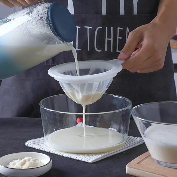 2-Piece 200-Mesh Ultra-Fine Juice Strainer Set, Smooth Fine Mesh for Soy Milk, Juice, Wine, Multi-Purpose Kitchen Strainer with Non-Slip Handle for Home & Commercial Use