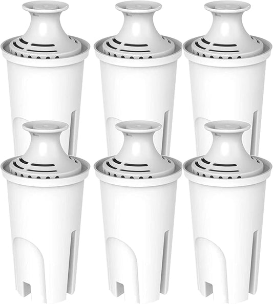 NSF Certified Pitcher Water Filter, Replacement for Brita® Filters, Pitchers, Dispensers, Brita® Classic OB03, Mavea® 107007, 35557, and More (Pack of 6)