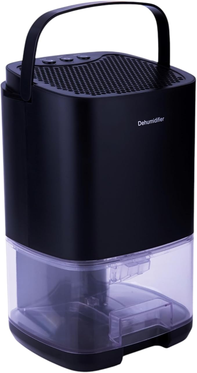 Dehumidifier ELROTONEG, 35 OZ Water Tank (300 sq. ft), Small Dehumidifier for Basement with Auto-Off, Sleep Mode and LED Lighting (Black)