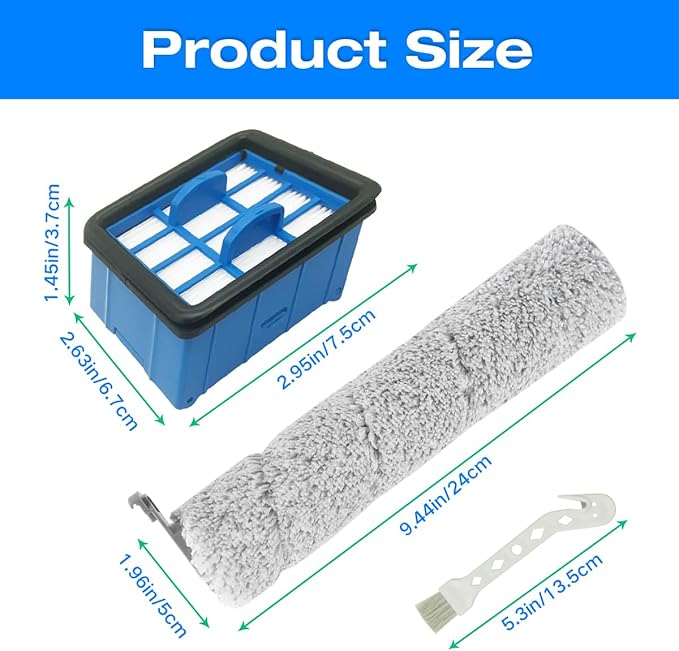 Home Times Replacement Brush Roll for Bissell CrossWave OmniForce 3882 Wet and Dry Vacuum cleaner (2 Roller+4 Hepa Filters)